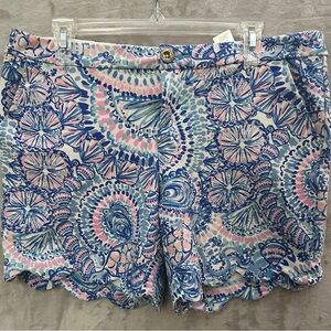 Lilly Pulitzer Pink, Blue & White Printed Scallop-Hem Shorts